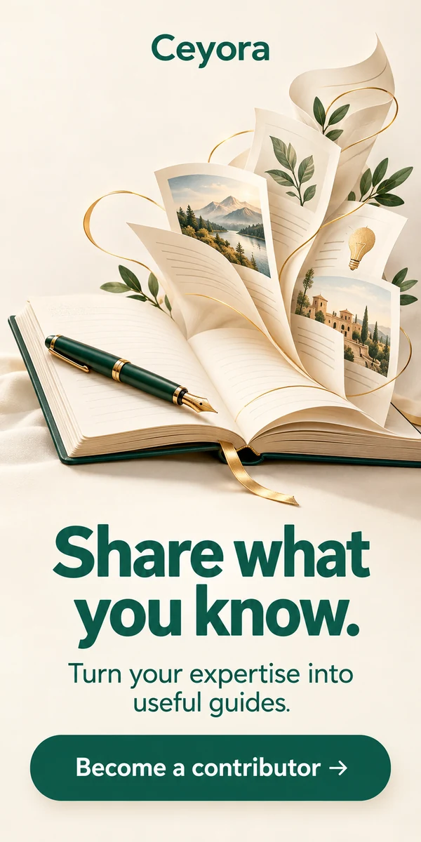 Ceyora. Share what you know. Turn your expertise into useful guides. Become a contributor.